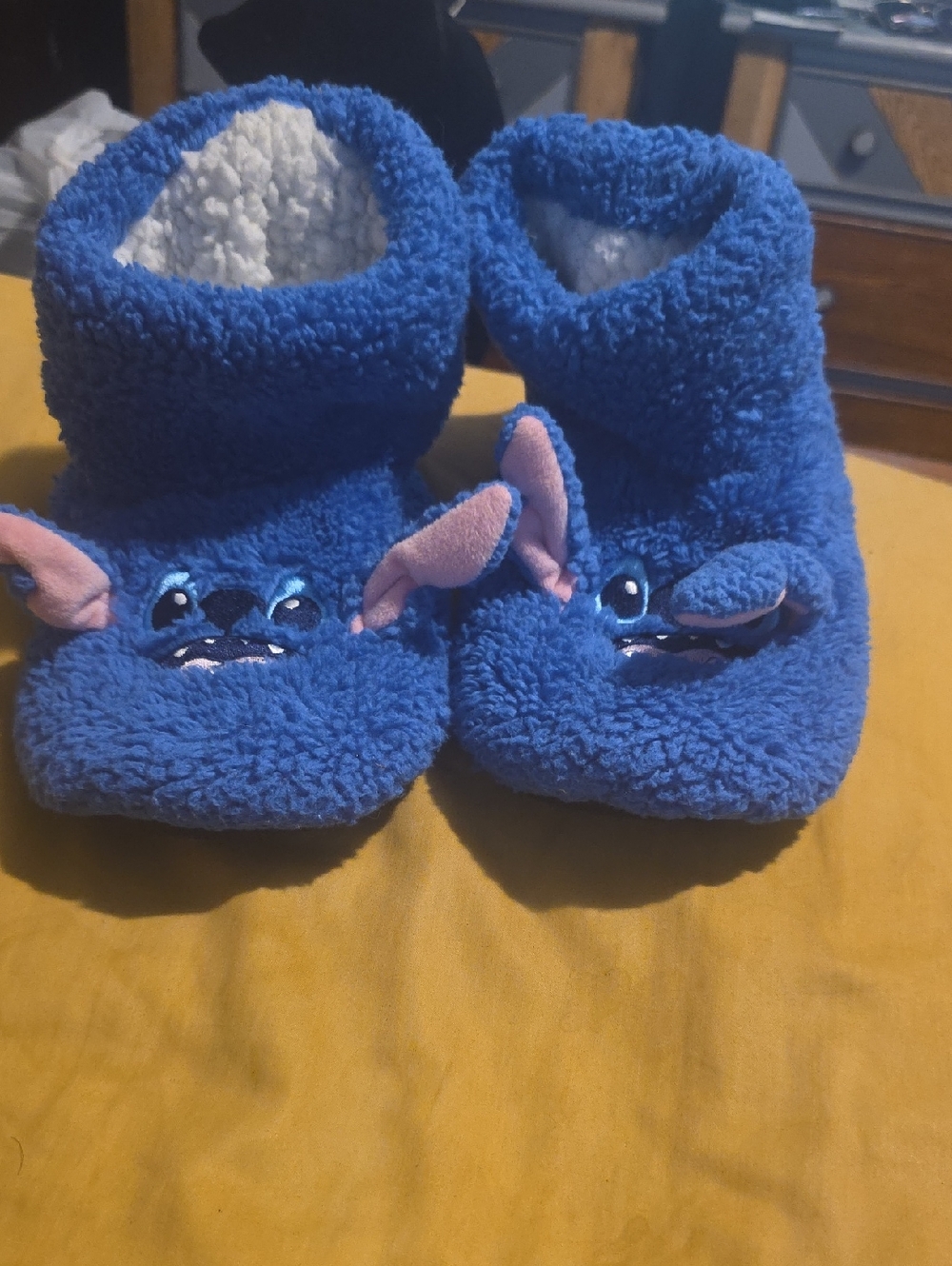 Disney Lilo & Stitch Blue Plush Slip-On Slippers